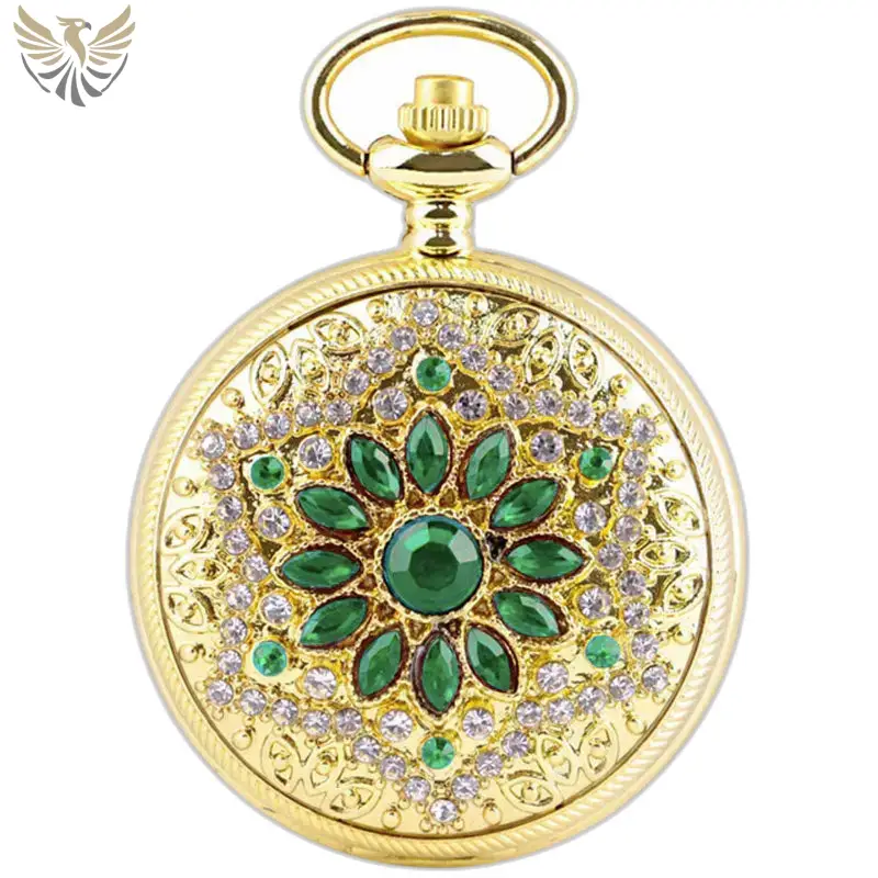 Montre à Gousset Collier Or émeraude Luxe