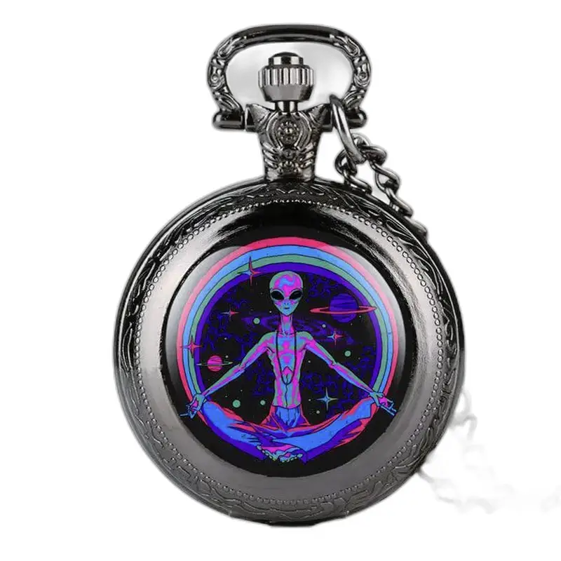Montre à Gousset Collier Psychedelic Alien - Argent