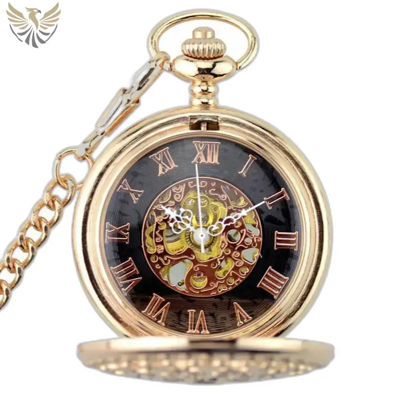 Montre à Gousset Demi Chasseur Or Rose avec Roman numeraux et mouvement mécanique