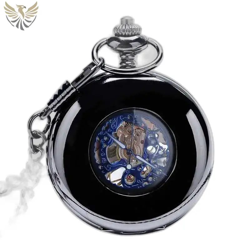 Montre à gousset élégante pour Homme au design unique en noir et argent