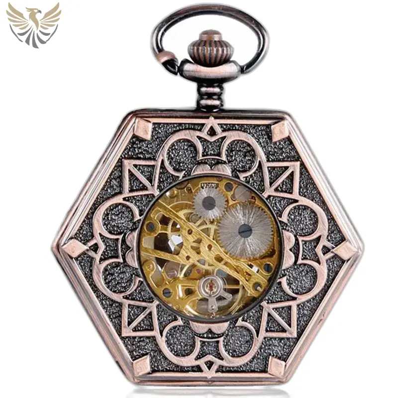 Montre à gousset hexagone luxe affichant un design élégant et unique pour homme et femme