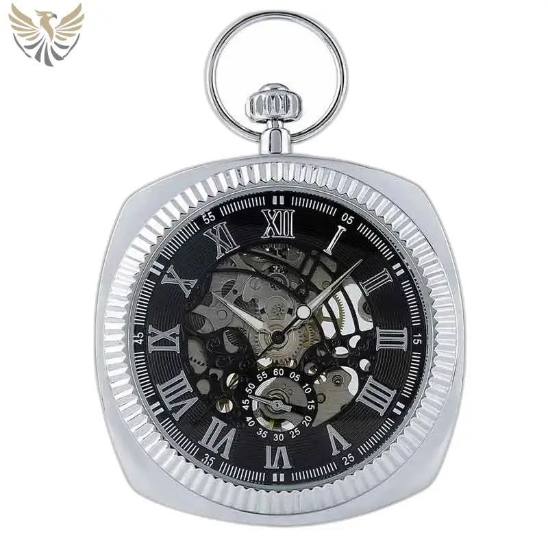 Montre à Gousset Homme Chic Argent, élégant gousset mécanique à remontage en argent