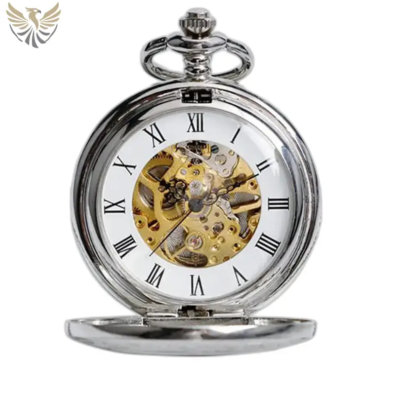 Montre à Gousset Luxe Vintage Mécanique avec mouvement mécanique argenté élégant