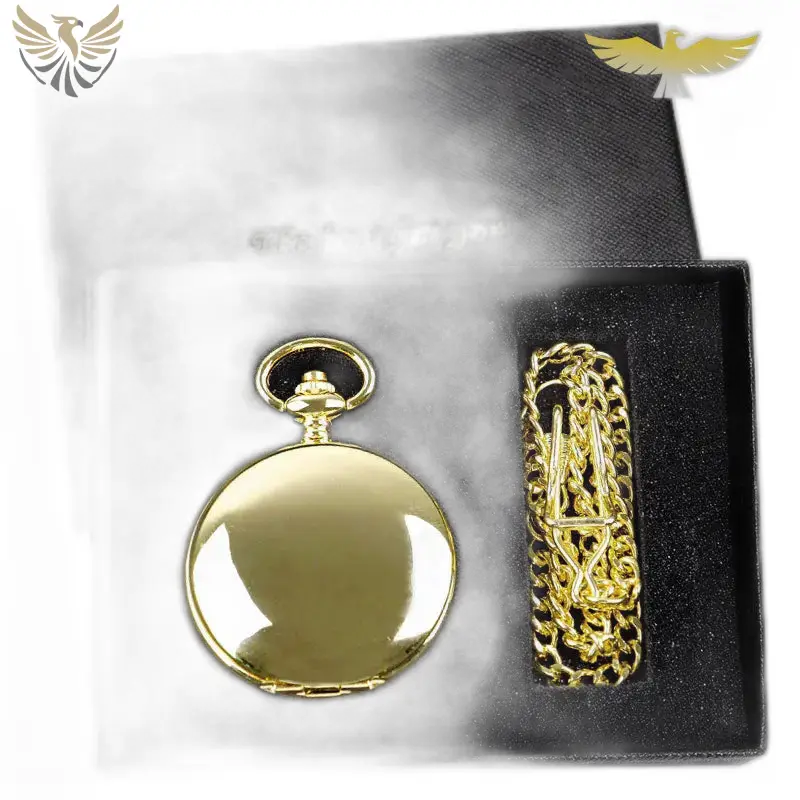 Montre à gousset mécanique double chasseur homme avec chaîne en or élégant