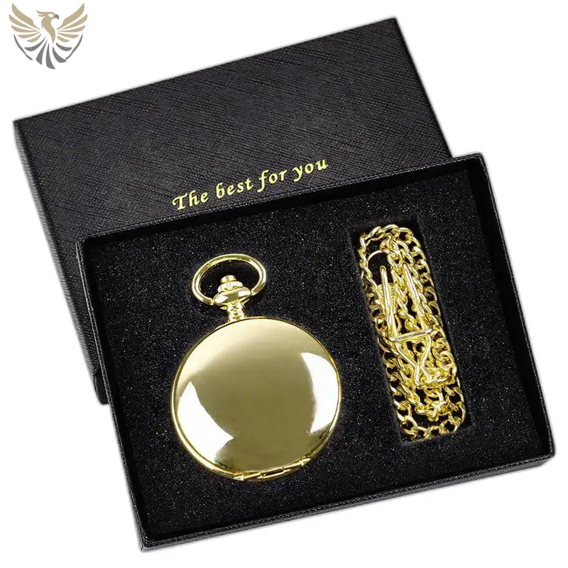 Montre à gousset Mécanique Double Chasseur Homme, montre en or dans une boîte noire