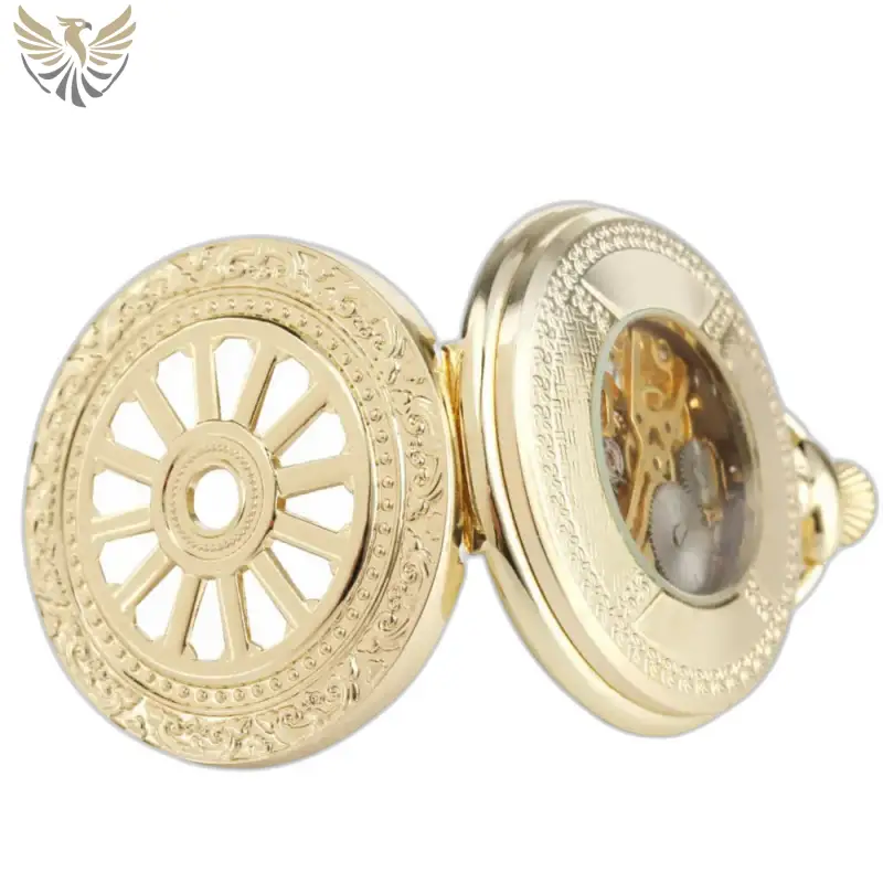 Montre à gousset mécanique Gold-toned avec design hollow skeleton élégant