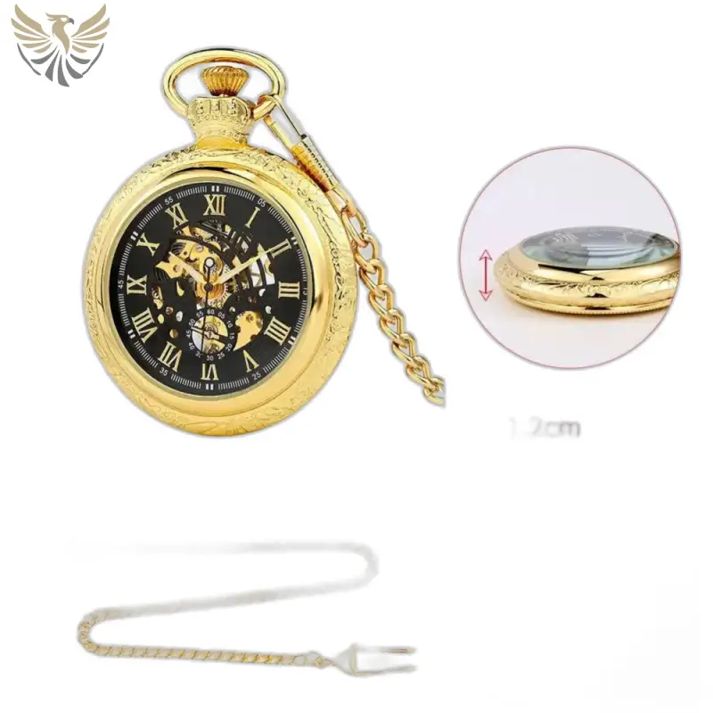 Montre à gousset mécanique Goldenheirloom Luxe Homme avec chaîne en doré