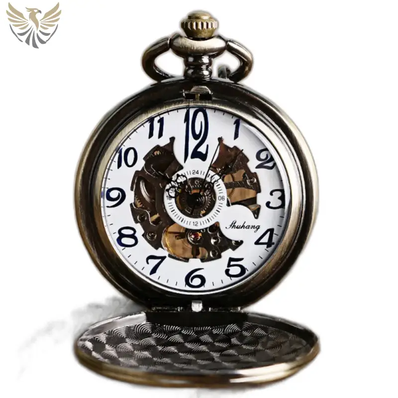 Montre à gousset mécanique luxe en bronze au style vintage élégant
