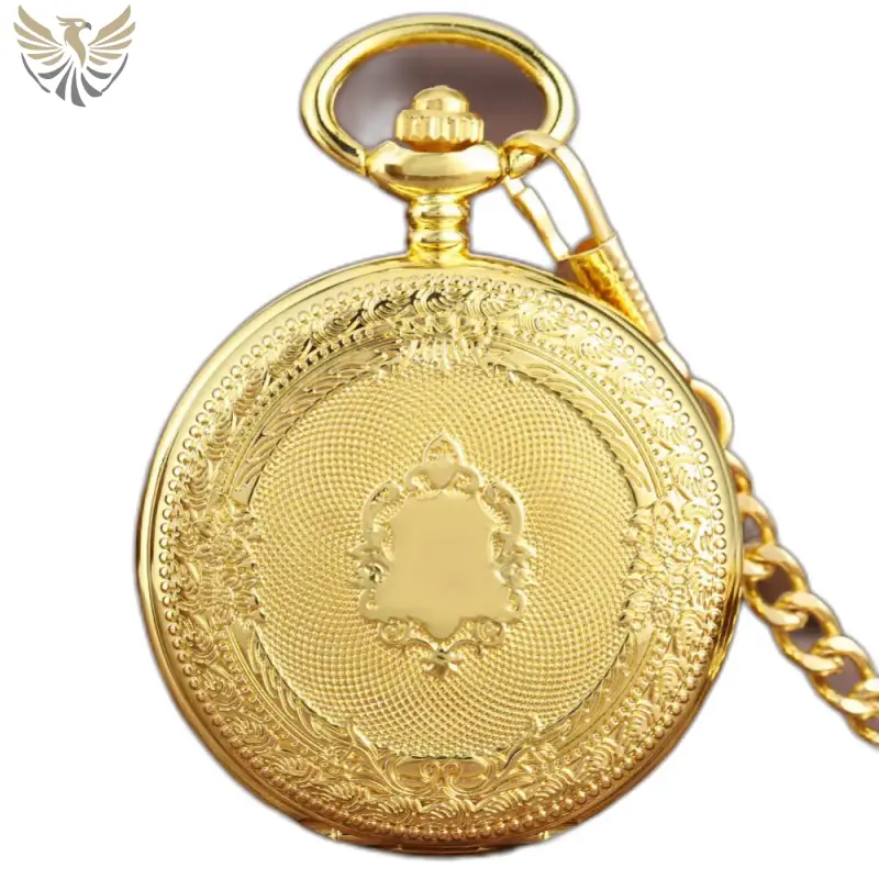 Montre à gousset mécanique luxe en bronze avec un design vintage et orné
