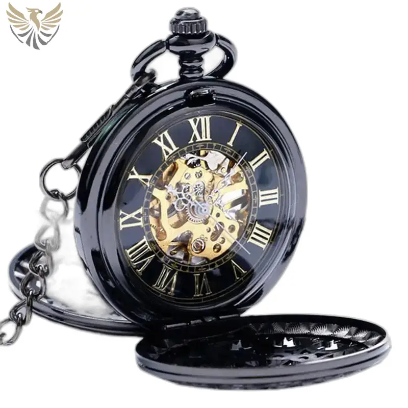 Montre à Gousset Mécanique Noire Chic, gousset mécanique noire élégante et raffinée