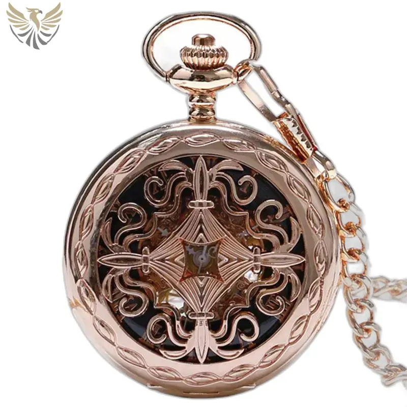 Montre à gousset mécanique rose gold Lady avec un élégant design en or rose