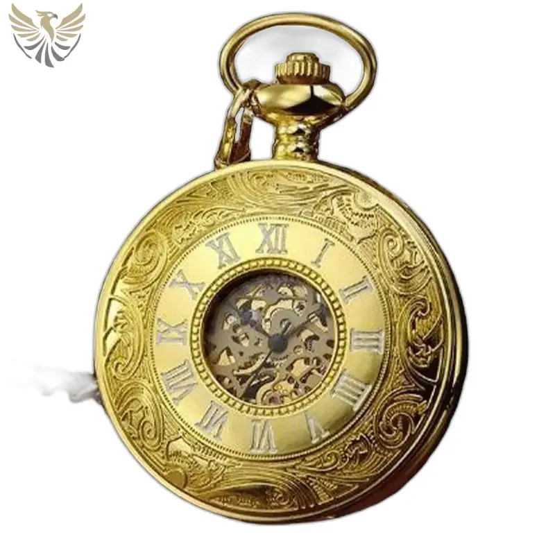 Montre à gousset moderne mécanique chic en ornement doré sur fond élégant
