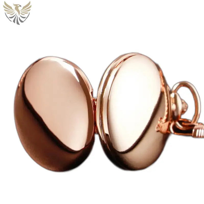 Locket en or rose ouvert sur montre à gousset Or Rose Quartz Pink Mirror