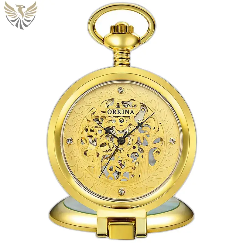 Montre à Gousset Squelette Mécanique Luxe Or, poche antique squelette en or orné