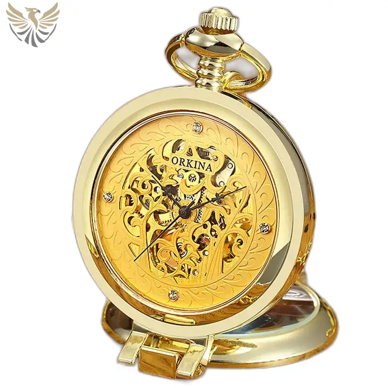 Montre à Gousset Squelette Mécanique Luxe Or, poche antique squelette en or