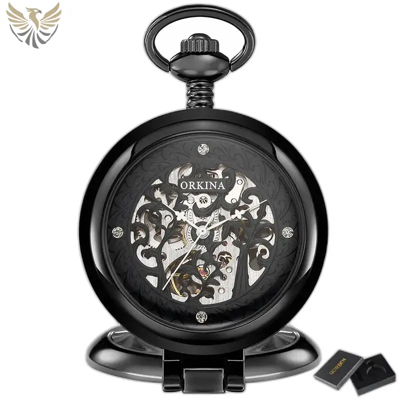 Montre à Gousset Squelette Mécanique Luxe Or, poche antique squelette élégante