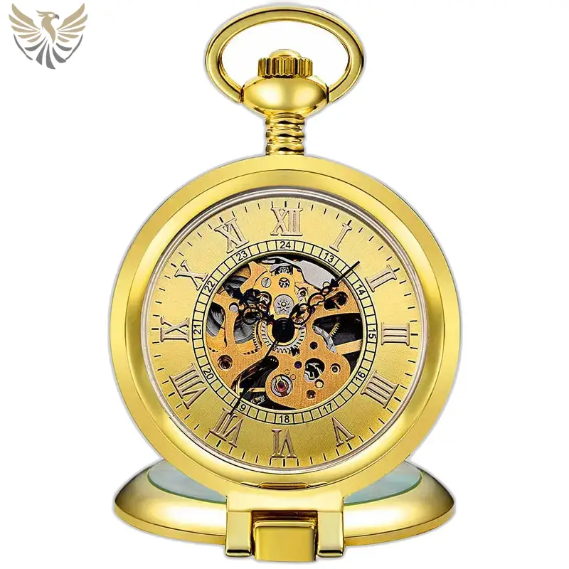 Montre à Gousset Squelette Mécanique Luxe Or, poche antique squelette dorée élégante