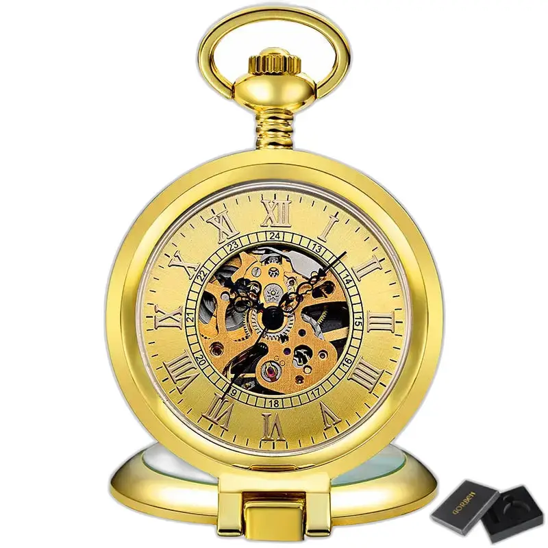 Montre à Gousset Squelette Mécanique Luxe Or, poche antique squelette dorée élégante