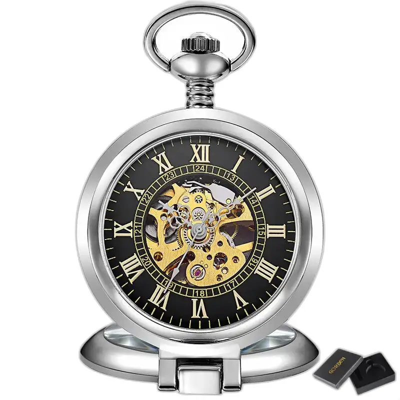 Montre à Gousset Squelette Mécanique Luxe Or, poche antique squelette en argent