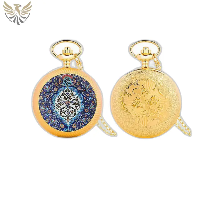 Deux montres à gousset ornées dorées Fleur Rouge et Or élégantes