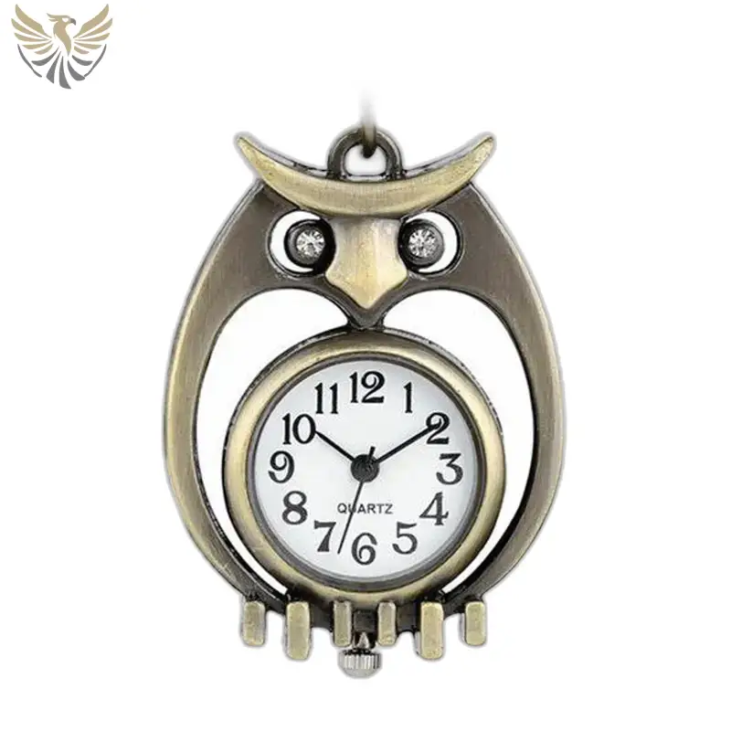 Montre Chouette Vintage en Bronze avec Chaîne, pendentif en forme de hibou