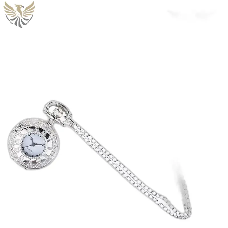 Montre Collier Argent Vintage Clapet Ouvert avec chaîne en filigrane argenté
