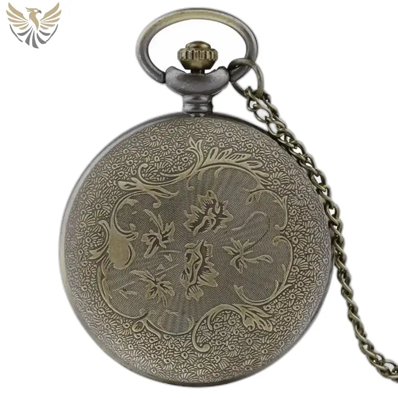 Montre Collier Plumes Vintage en Bronze, élégant garde-temps en bronze orné