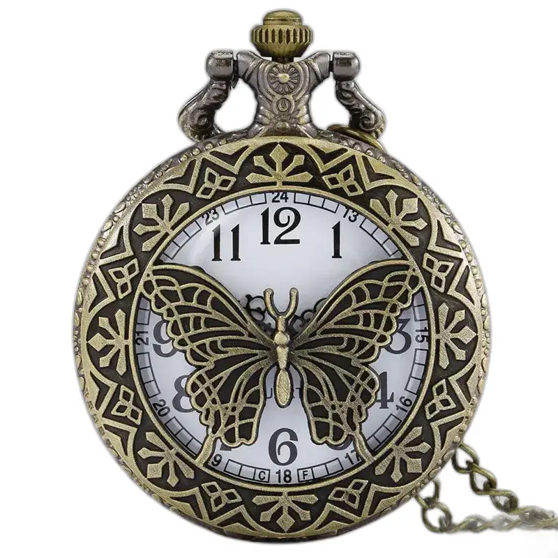 Montre Collier Quartz Papillon Vintage Femme avec un design de papillon orné