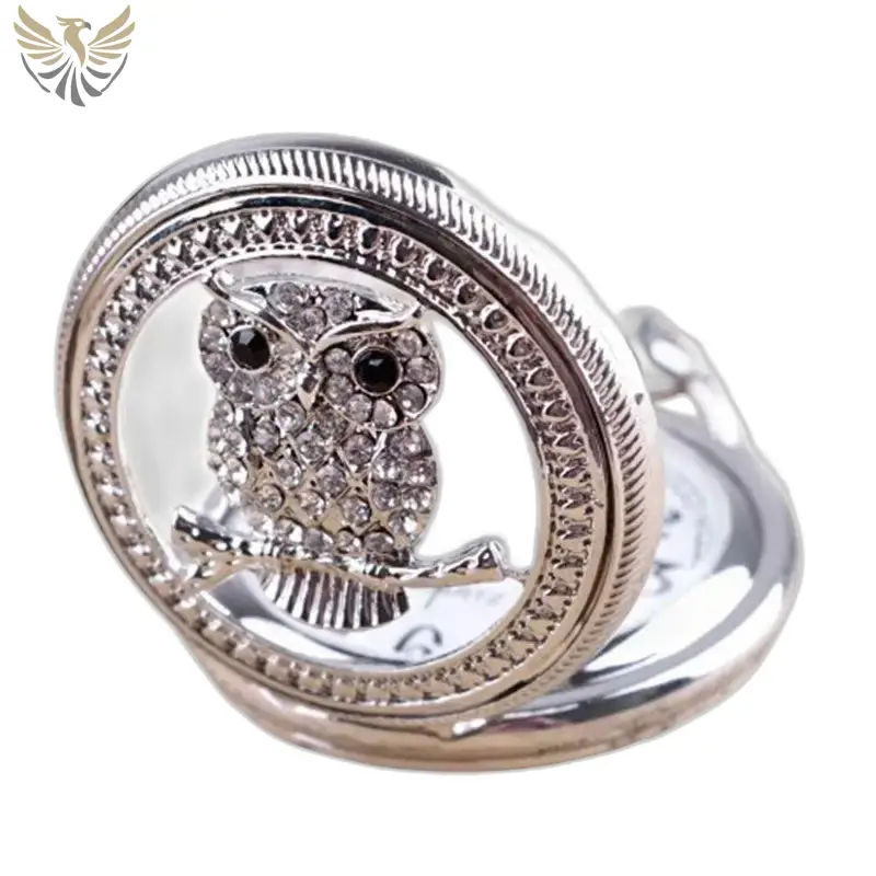 Montre Collier Rose Pretty Owls Vintage Femme avec montre collier en forme de hibou argenté