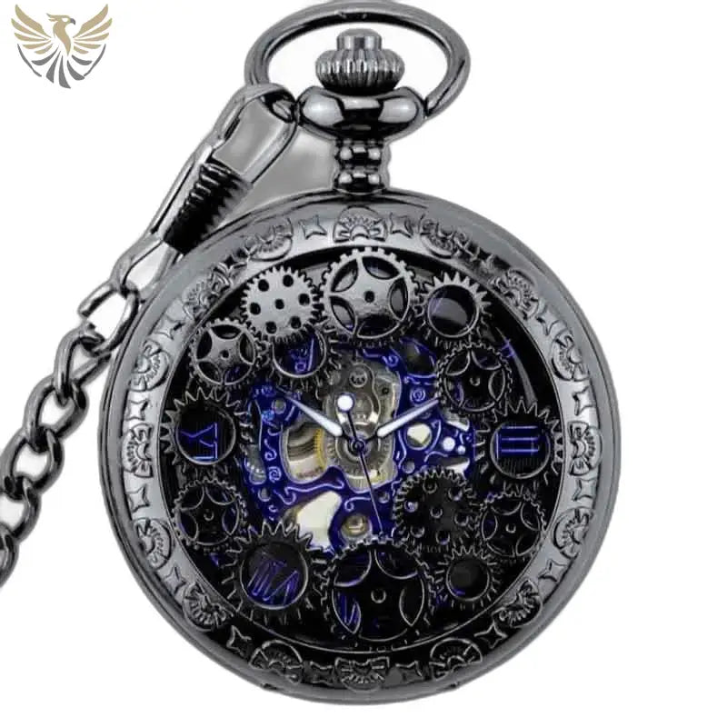 Montre de Poche à Gousset Steampunk Chrome avec un élégant fini gunmetal