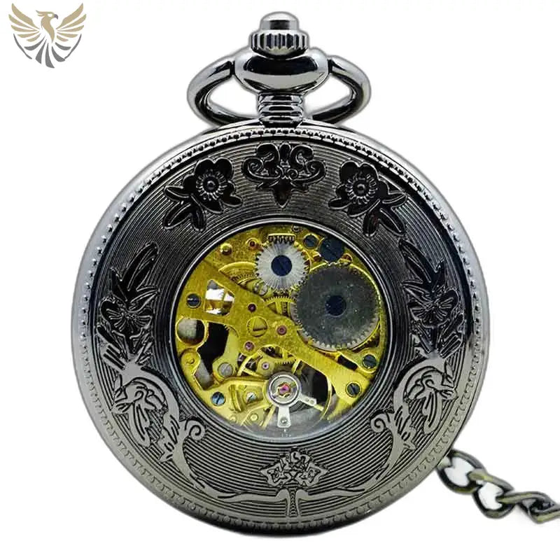 Montre de Poche à Gousset Steampunk Erbium Luxe avec engrenages visibles en argent
