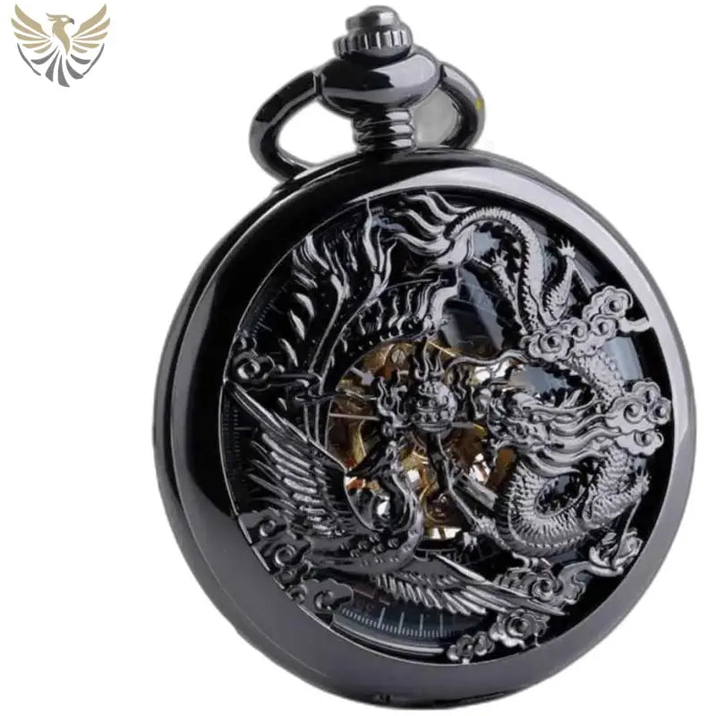 Montre de Poche à Gousset Steampunk Erbium Luxe avec design dragon et phoenix