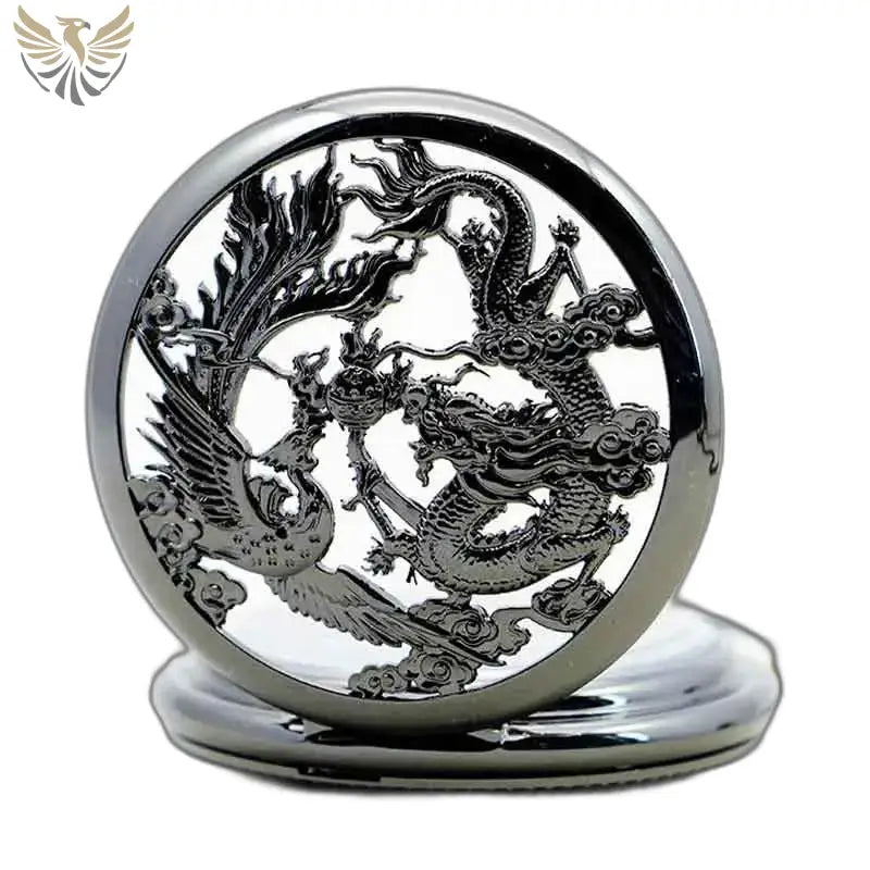 Montre de Poche à Gousset Steampunk Erbium Luxe avec dragon et phénix complexes