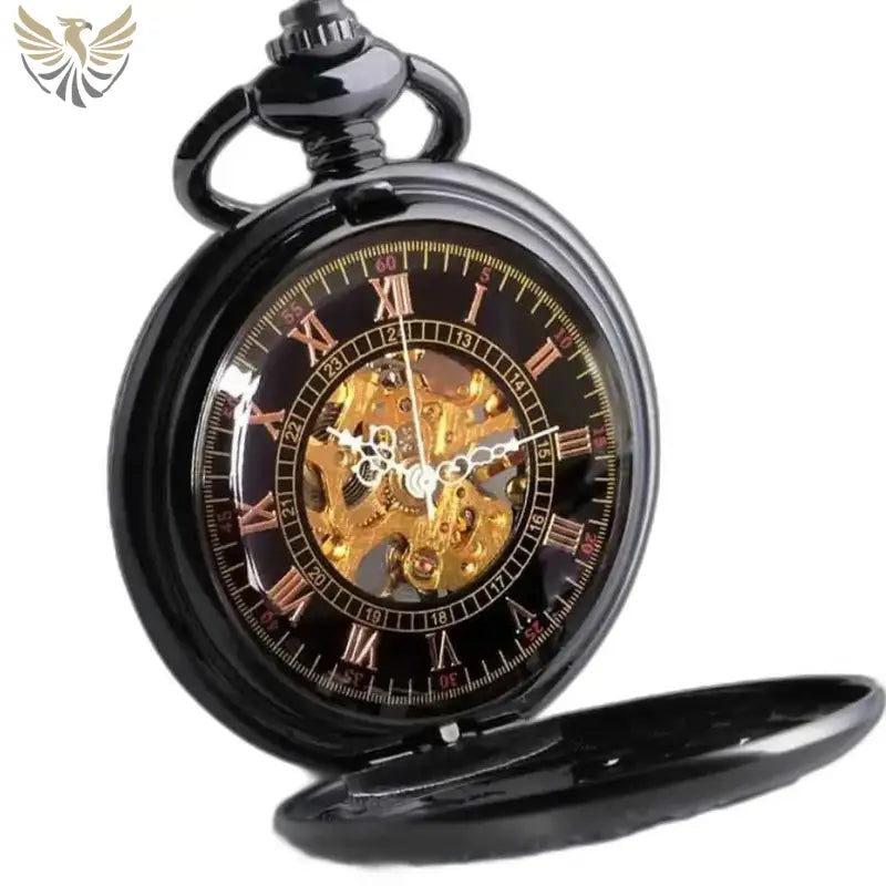 Montre de Poche à Gousset Steampunk Erbium Luxe avec boîtier noir élégant