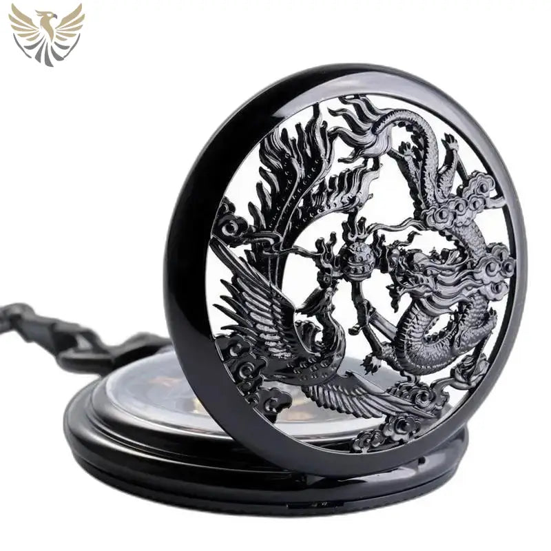 Montre de Poche à Gousset Steampunk Erbium Luxe avec design dragon et phénix