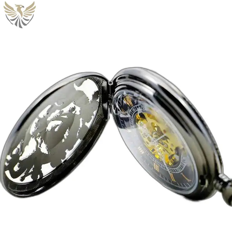Montre de Poche à Gousset Steampunk Erbium Luxe avec un cadran noir ouvert
