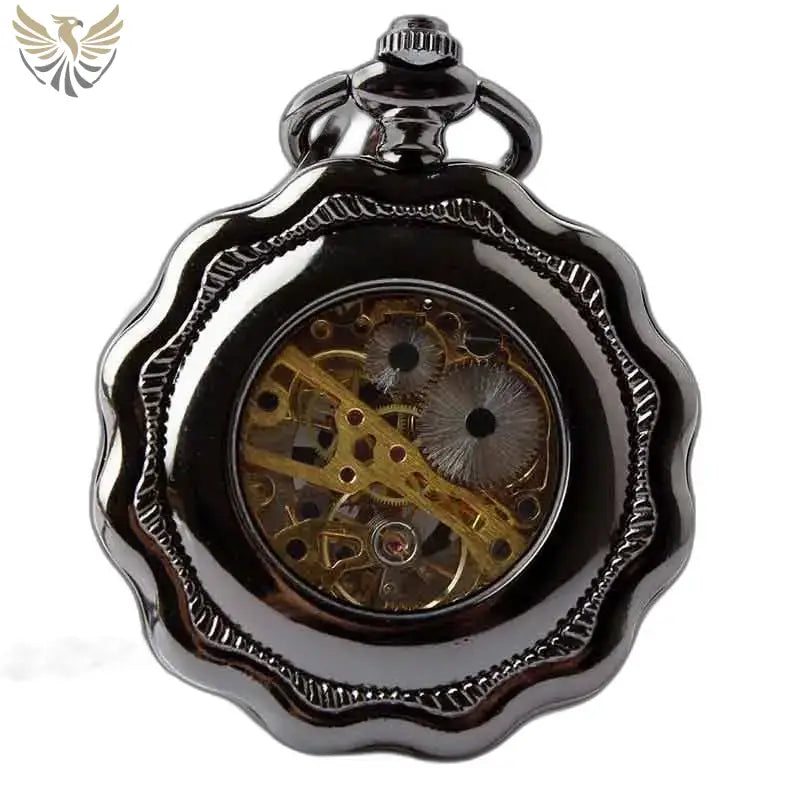Montre de Poche à Gousset Steampunk Platine avec un design noir mécanisé élégant