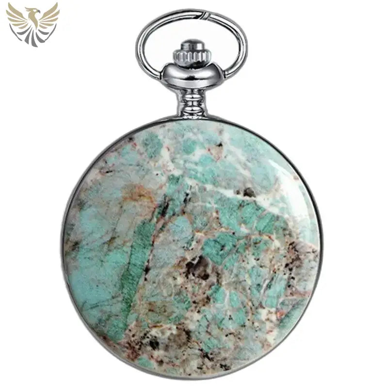 Montre de Poche Mécanique Bluemarble Luxe avec motif turquoise élégant