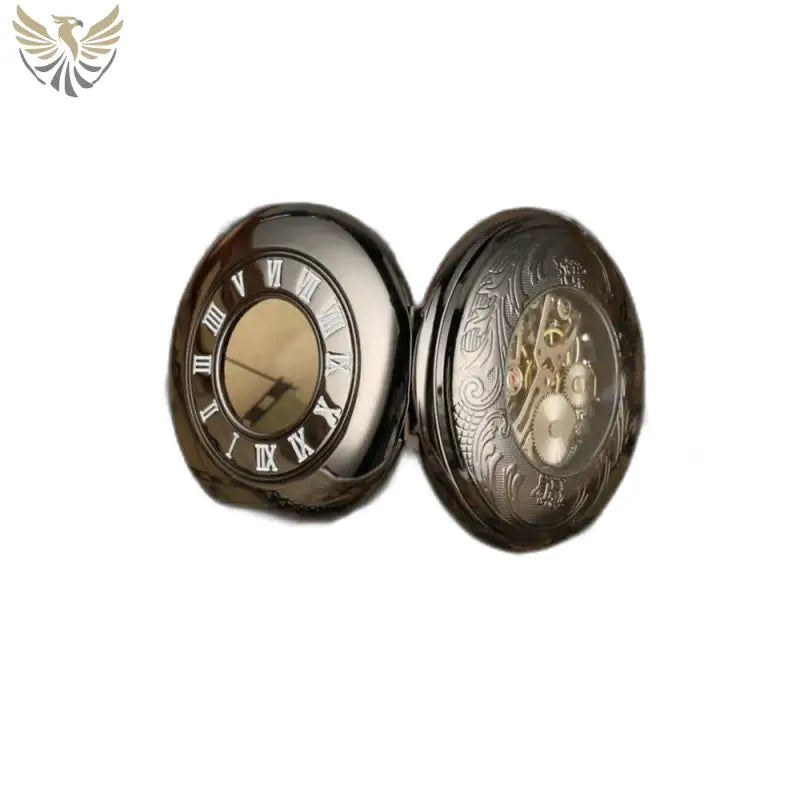 Montre de Poche Mécanique Etherealsky Moderne pour Homme avec cadran noir ouvert