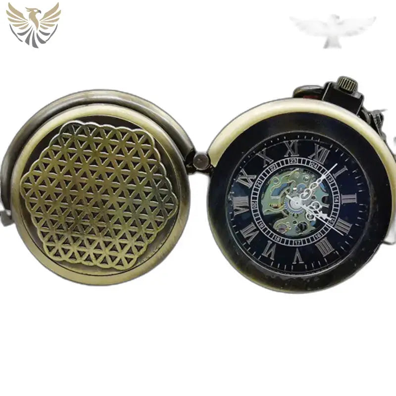 Montre Gousset Bronze avec Cadran Analogique ouverte en bronze vintage