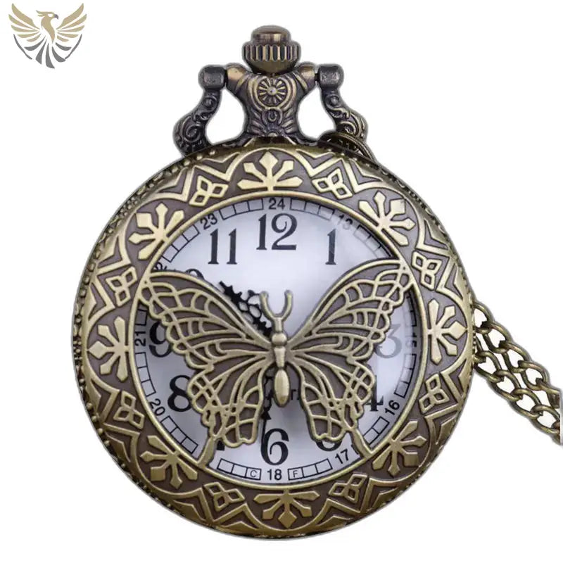 Montre Gousset Collier Femme Style Vintage avec motif papillon élégant