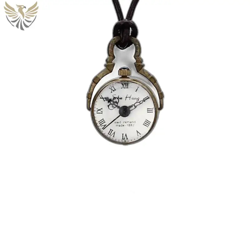 Montre Pendentif Mécanique Vintage en Bronze avec chiffres romains élégants
