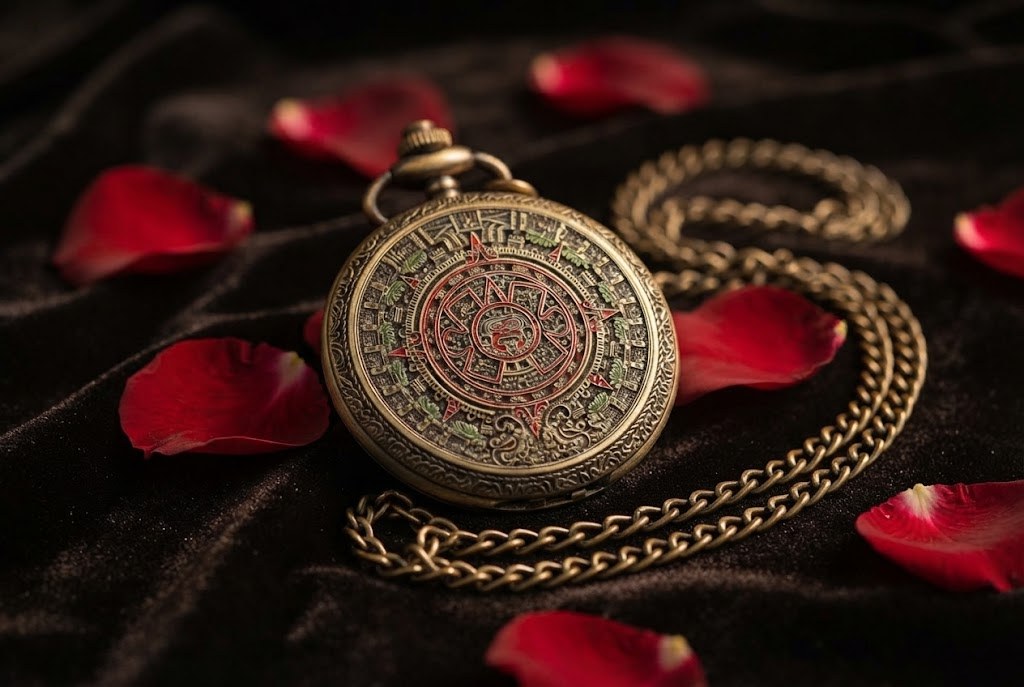 Montre Gousset Collier Quartz Mandala Vintage - Bronze chaud, motif géométrique