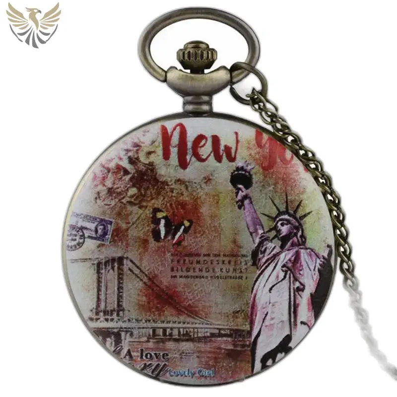 Montre à Gousset Collier New York Vintage Bronze