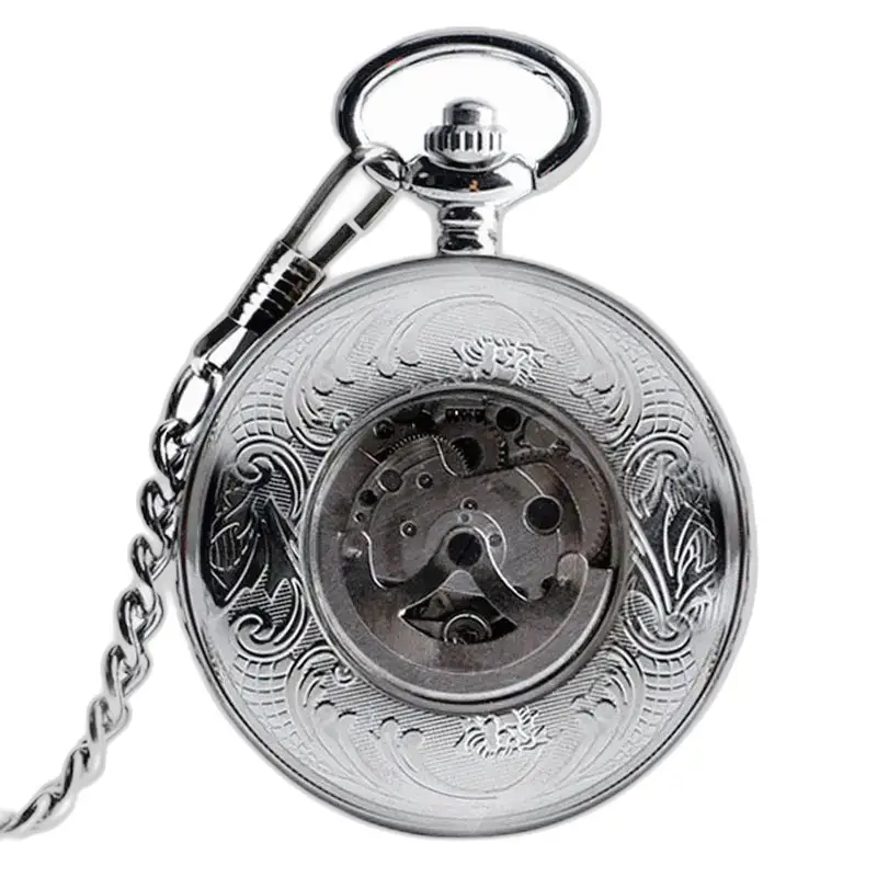 Montre à gousset Luxe Homme Mécanique Argent avec mouvement mécanique et remontage automatique