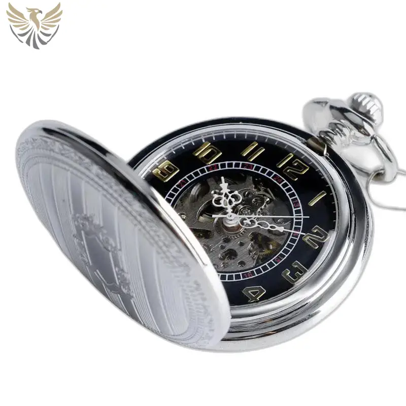 Montre à gousset Luxe Homme Mécanique Argent avec mouvement mécanique et remontage automatique
