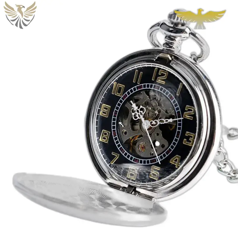 Montre à gousset luxe homme mécanique argent avec mouvement mécanique et remontage automatique