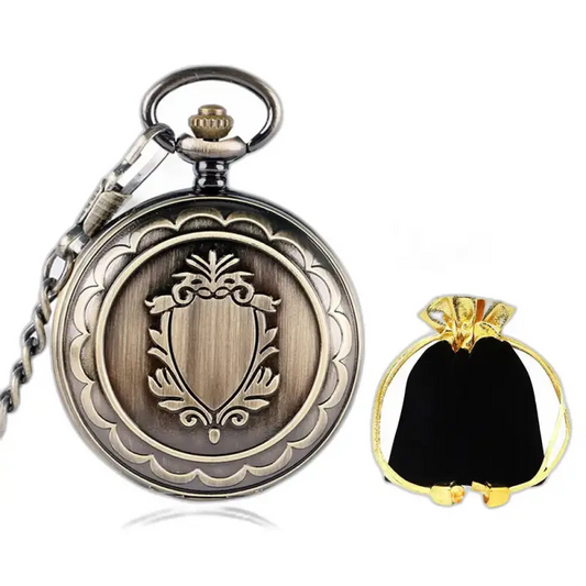 Montre à gousset mécanique bronze Héritage avec chaîne et pochette vintage