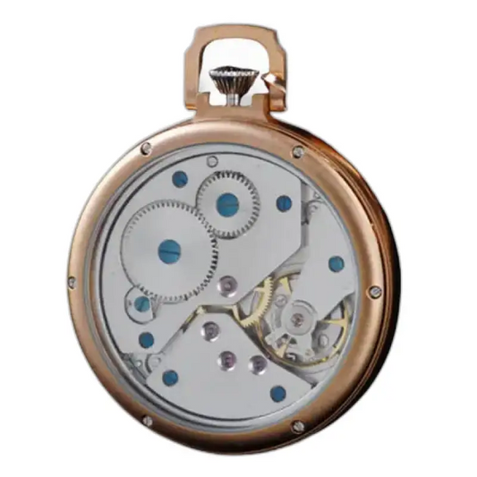Montre à gousset Mécanique Gold Vintage avec un mouvement horloger exposé élégant