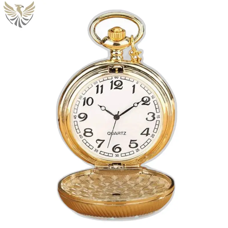 Montre à gousset Vintage Fleur Rouge et Or avec un cadran ouvert en or